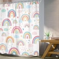 thumbnail image 3 of Boho Rainbow Shower Curtain 72Wx72L Inch Kids Girls Pink Cartoon Cute Watercolor Clouds Stars Colorful Shower Curtain Bathroom Set Bohemian Aesthetic Bath Curtain Bathtub Accessories Home Decor, 3 of 6