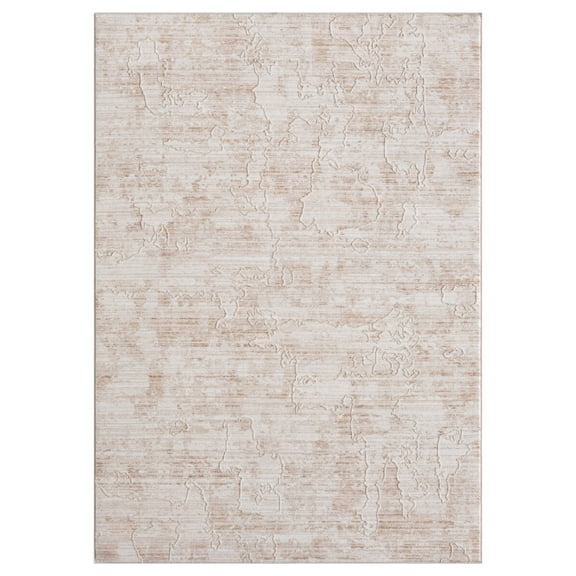 Laddha Home Designs 5' x 8' Loomed Abstract Rectangular Area Throw Rug - Beige and Cream
