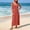 *Red, variant on ClodeEU Women's V Neck Ruffle Cap Sleeve Textured Maxi Dress,Casual Loose Beach Vacation Dress Beige,Women's Plus L