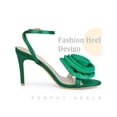 thumbnail image 3 of BLISSFUL STEP Mother's Day Flower Open Toe Slingback Stiletto Heels Ankle Strap Sandals for Women Dark Green 10, 3 of 4