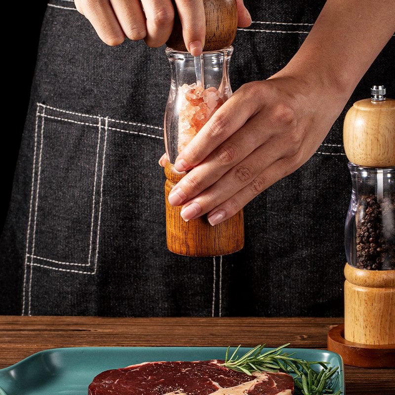 Wood Salt And Pepper Mill Manual Pepper Grinder Adjustable Ceramic Rotor Seasoning Spice Grinders Kitchen Cooking Tools