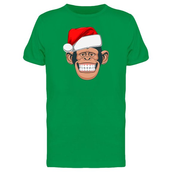 Happy Chimpanzee With Santa Hat Tee Men's -Image by Shutterstock
