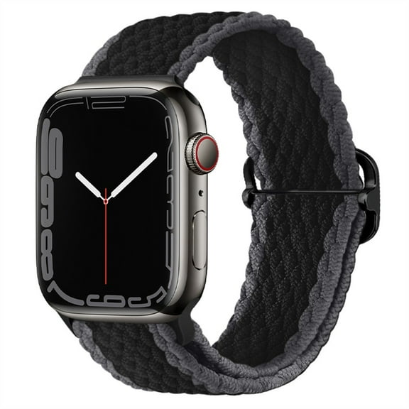 Braided Solo Loop for Apple Watch Band 44mm 40mm 45mm 41mm 38mm 42mm Elastic Nylon Belt Bracelet iWatch Serie 3 4 5 SE 6 7 -black