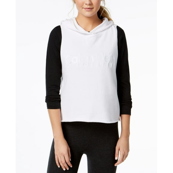 Calvin Klein Performance Relaxed Cropped Sleeveless Hoodie White L
