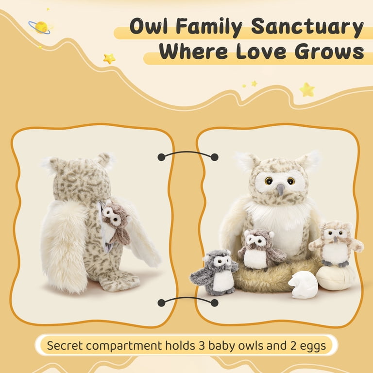Owl Plush Family Set with Babies, Eggs and Nest photo 4