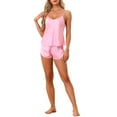 thumbnail image 2 of Conjuntos de pijamas de satén para mujer INSPIRE CHIC, top de tirantes con pantalones cortos, 2 piezas, ropa de dormir, conjunto de pijama de seda, XL, rosa, 2 of 5