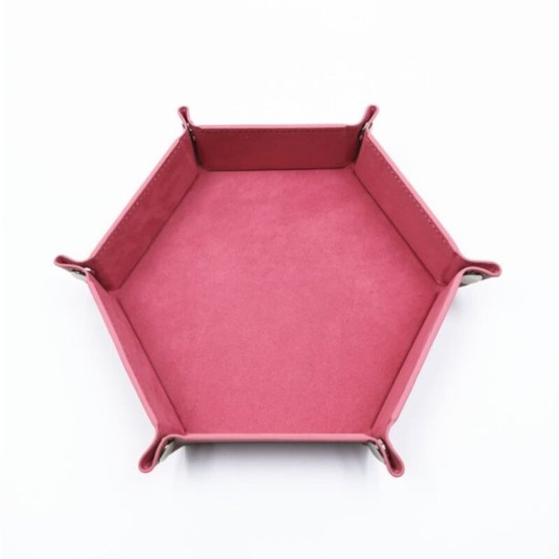 Foldable Dice Tray Box PU Leather Folding Hexagon Coin Square Tray Dice Game 6 Colors He Qiyong unisex