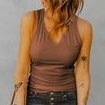 thumbnail image 2 of Youmylove Summer Women's Tops Elegant Solid Color Sleeveless V Neck Knit Ribbed Top Casual Summer Tank Blouse Fashion Boho Shirt, 2 of 7