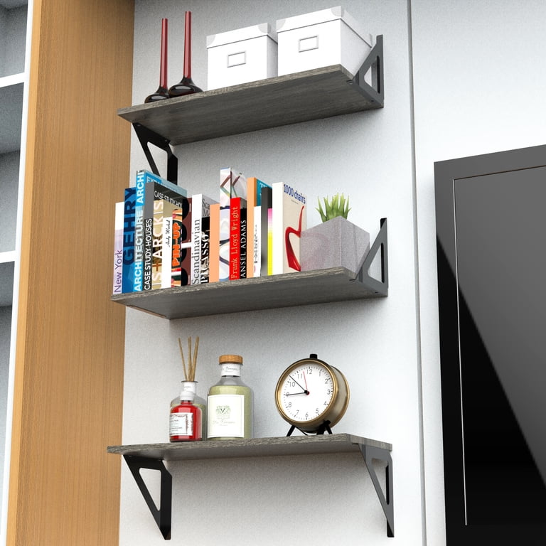 Hyper Tough Rustic Gray Wall Shelf, 3-Pack photo 7