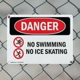 thumbnail image 5 of (2 Pack) No Swimming No Ice Skating OSHA Danger Sign 24 Inch X 18 Inch Indoor / Outdoor Rust-Free Aluminum Metal Signs for Workplace, Workshop, and Construction Site, Made in the USA, 5 of 8