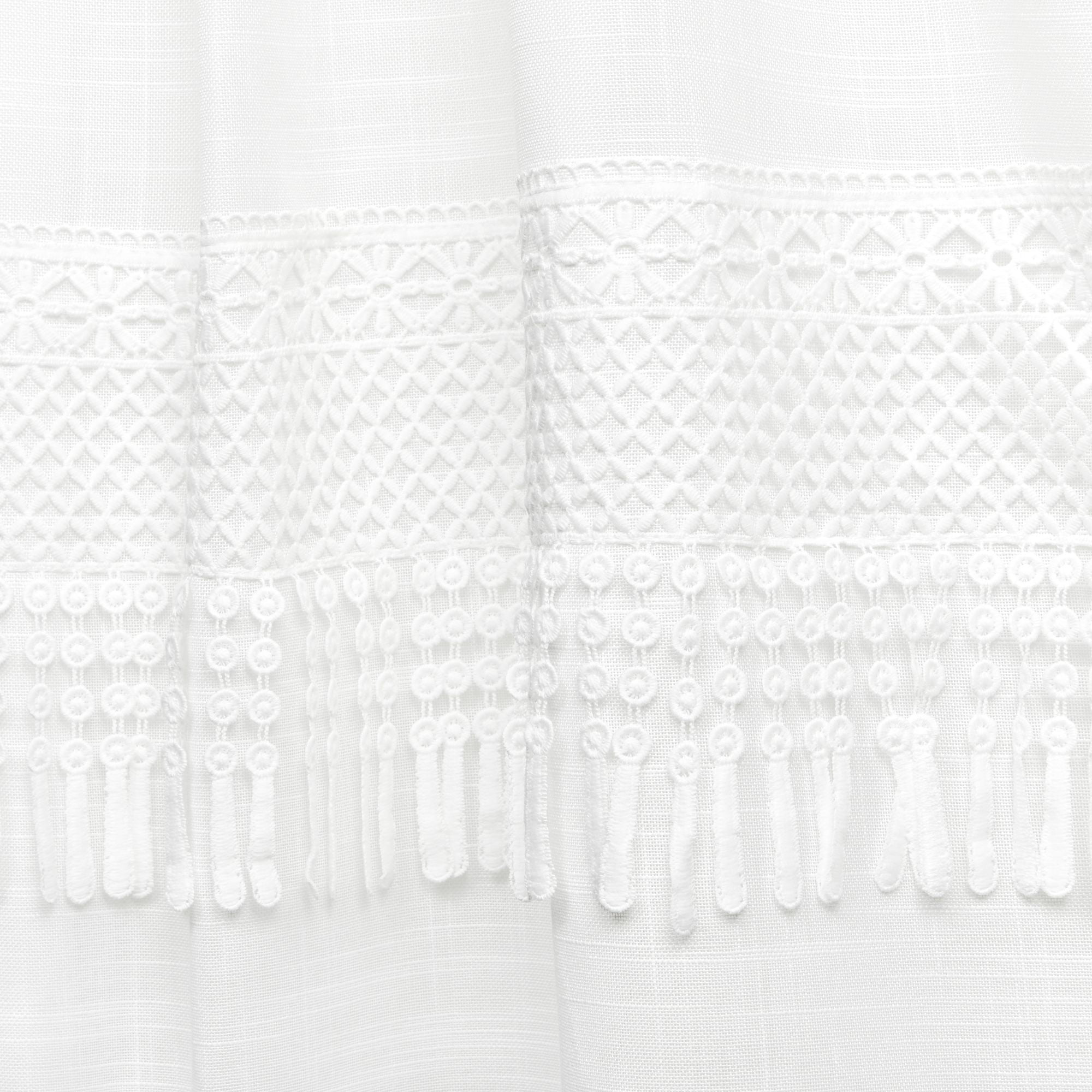 Nicole Miller New York Dunbar Light Filtering Rod Pocket Curtain Panels, 50"x84", White, Set of 2