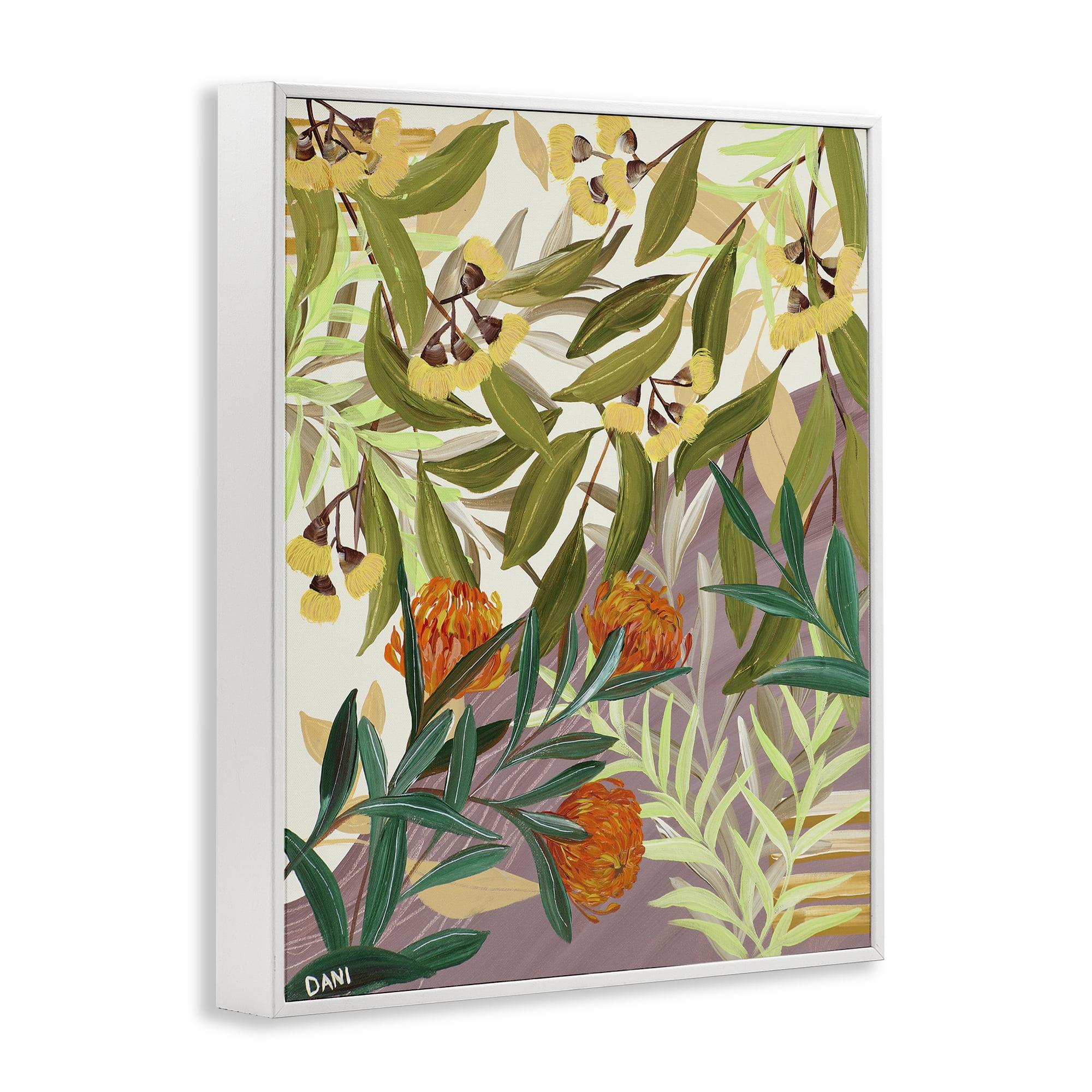 Stupell Industries Walk With Me Florals White Framed Giclee Art, design by Dani Heyward