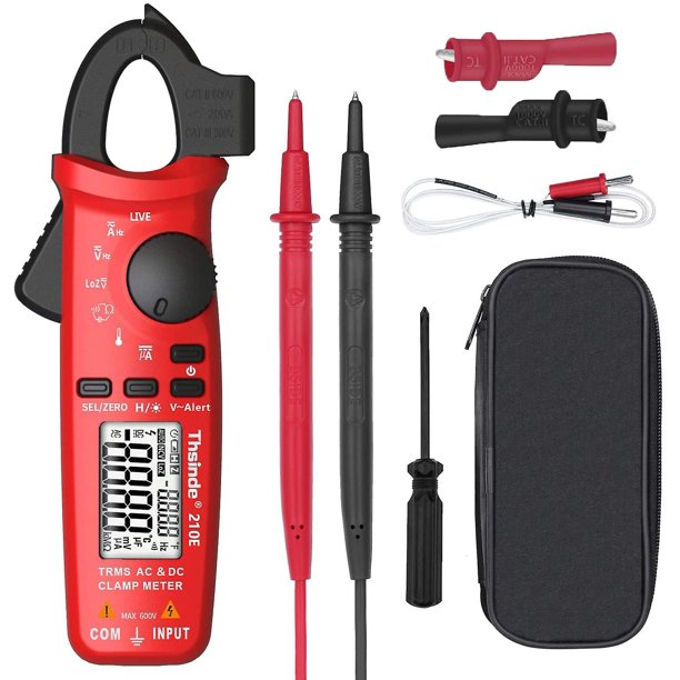 Medidor de abrazadera profesional Kjzeex, 100a, 6000, bajo voltaje de impedancia, 1 Ma, lectura, medidor de multímetro de rango automático con temperatura, Rms verdadero (rojo) Afortunado Sencillez