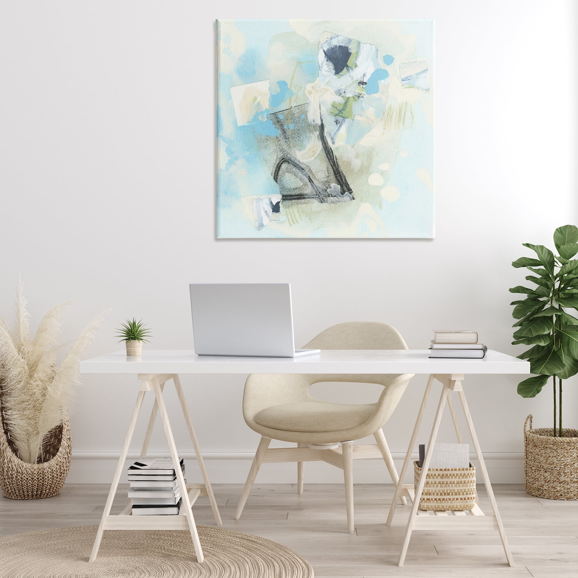Stupell Industries Blue & Grey Abstract Abstract Painting Gallery Wrapped Canvas Art Print Wall Art, 36 x 36