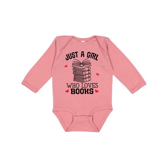 Inktastic Just a Girl Who Loves Books Girls Long Sleeve Baby Bodysuit