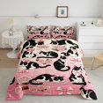 thumbnail image 2 of Manfei Retro Bow Cat Full Size Comforter Sets, Modern Rose Floral Bedding Comforter Set, Soft Pink, Pink Reversible, 3-Piece, 1 Comforter and 2 Pillowcases, 2 of 7