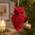 thumbnail image 7 of Velvet Christmas Tree Ornaments, Shatterproof Flocked Christmas Decorations, Burgundy Owl Shaped for Xmas Holiday Home Party Decor(B), 7 of 7