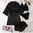 thumbnail image 1 of Batas de mujer de talla grande, lencería de seda, bata de baño de satén, conjunto de cuatro piezas, pijamas para dormir, pijamas para mujer, 1 of 6