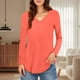 thumbnail image 1 of MHFRRA Camiseta de Manga Larga con Cuello En V y Color Liso para Mujer Naranja, 1 of 4