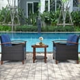 thumbnail image 4 of Gymax Ensemble de Conversation en Rotin Osier pour Patio 3 Pcs Ensemble de Meubles d'Extérieur avec Coussin, 4 of 10