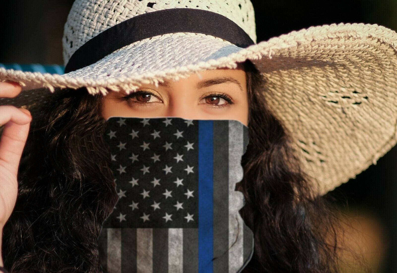USA Blue Line American Flag Face Mask Neck Gaiter Bandana Shield Washable Tube 