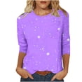 thumbnail image 1 of Timegard Hauts pour Femmes Chemises à Imprimé de Noël Manches 3/4 Blouses Confort Col Ras du Cou Tuniques Hauts Chic Décontracté, 1 of 5