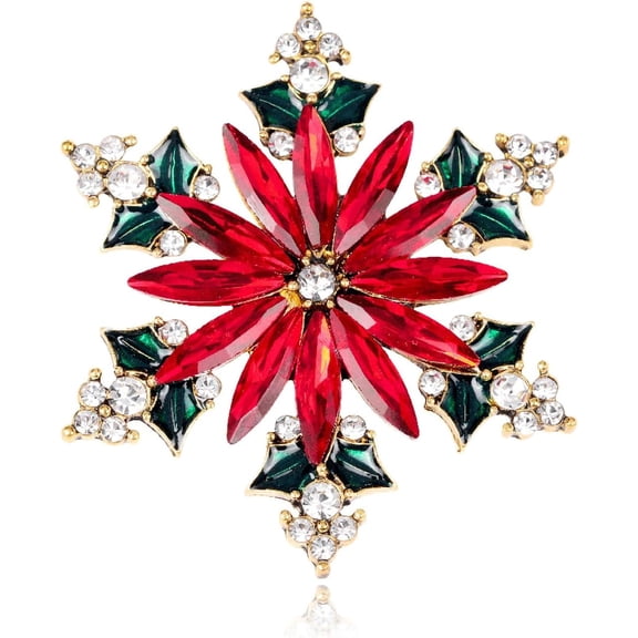 Christmas Pins Brooches for Women Backpacks Holiday Rhinestones Enamel Xmas Tree Bell Snowflake Pins and Brooches Christmas Decorations Gifts Outfits Stocking Stuffers - 1PC Ancient golden snowflake