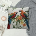 thumbnail image 2 of RUIYC Bird Print Knitted Quilt Pillowcover, Tropical Art Palm Leaves and Hibiscus Flowers, Standard King Size Pillow Cover for Bedroom, Multicolor, 2 of 5