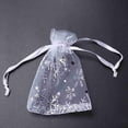 thumbnail image 5 of 500 PCS Organza Bolsas de Regalo de Boda Bolsas con CordóN de Joyería Bolsas Copos de Nieve Blancos Plateados Impresos Bolsos de Fiesta Transparentes, 5 of 5