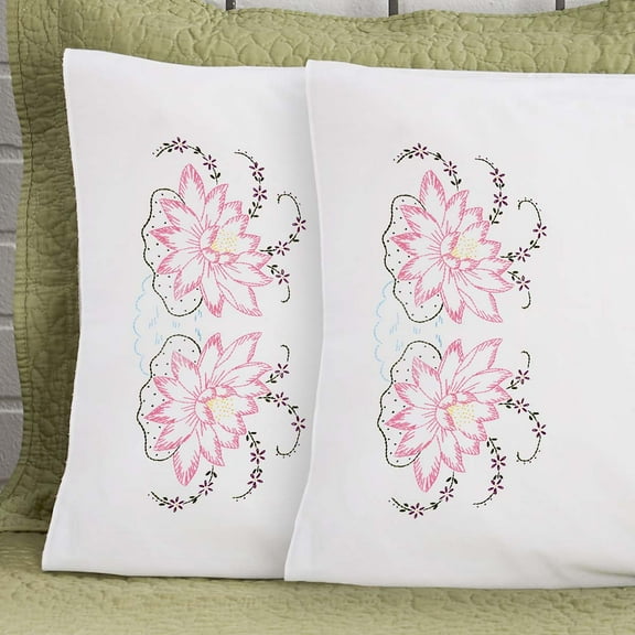 Herrschners® Lilliana Pillowcase Pair Stamped Embroidery