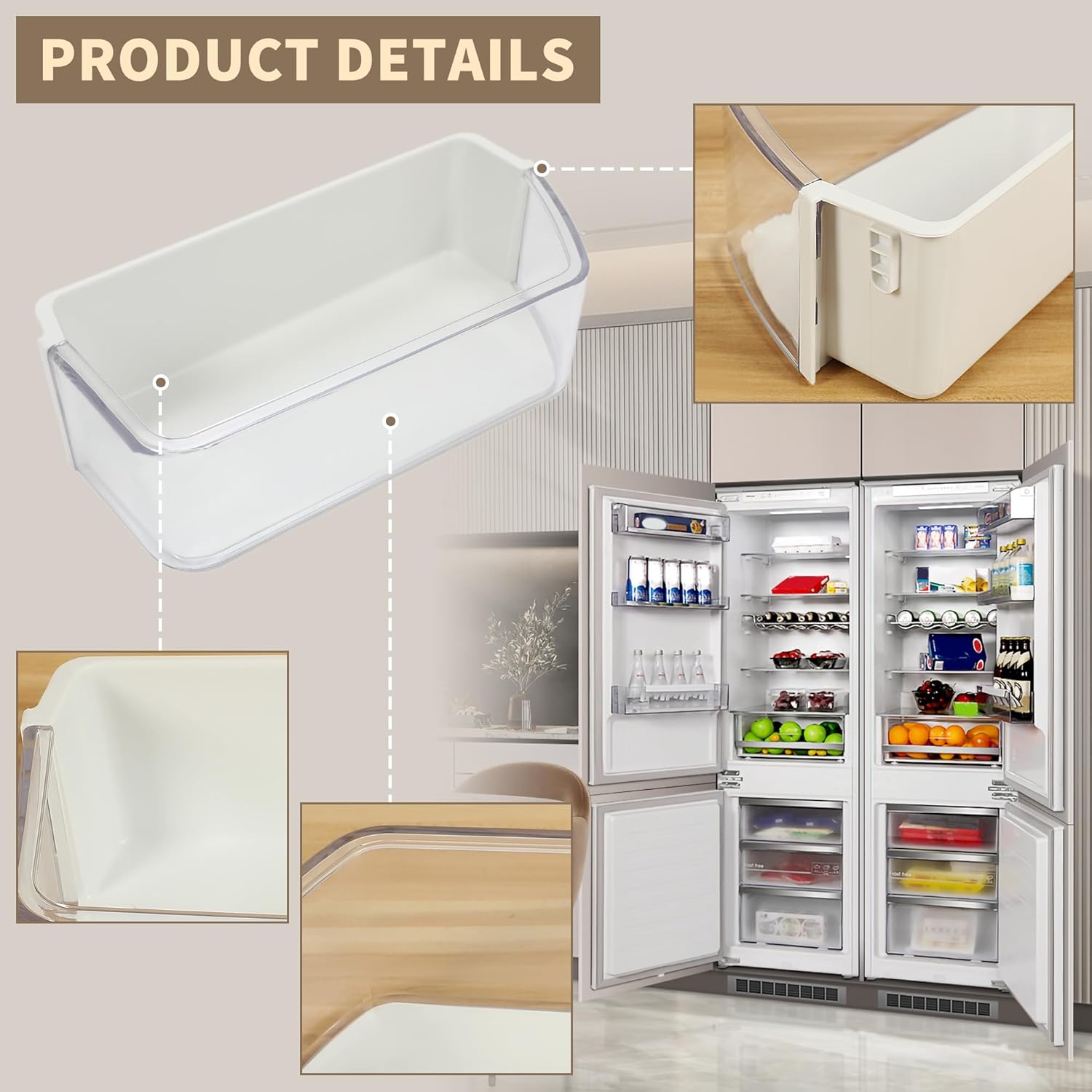 DA97-17255A Refrigerator Door Bin Compatible with Samsung Refrigerator Door Shelf Replacement,Right Fridge Door Shelf Parts AP6784023, RF265BEAESG/AA, RF265BEAESR/AA, RF262BEAESR Door Shelves