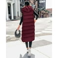 thumbnail image 3 of FreshPretty Long Puffer Vest Women Quilted Hooded Button Down Zip Up Sleeveless Vests Outerwear Padded Jacket Fall Winter Coat, 3 of 6