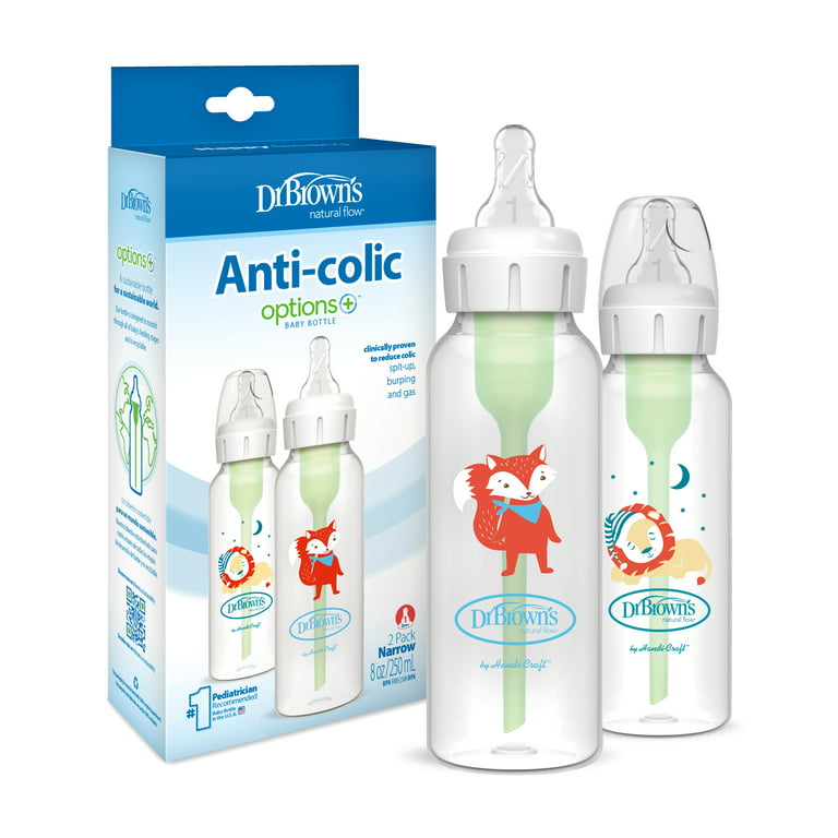 Dr. Brown's Natural Flow® Anti-Colic Options+™ Narrow Baby Bottle, with  Level 1 Slow Flow Nipple