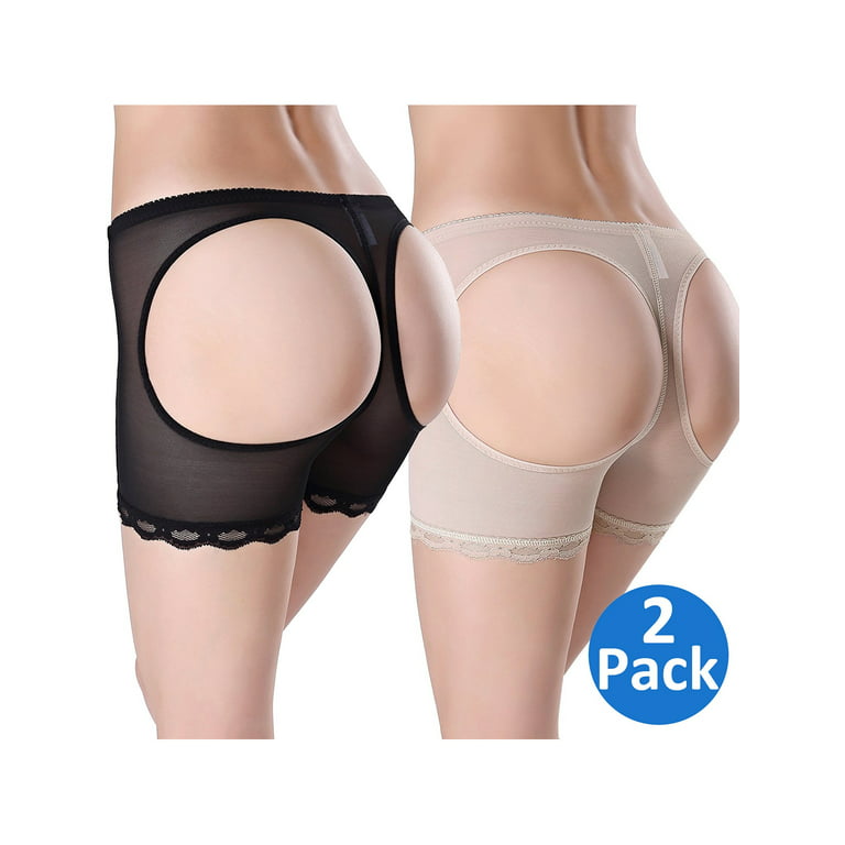 SAYFUT Women's Seamless Sexy Lace Butt Lifter Hip Enhancer Boyshorts Body  Shaper Pants Tummy Control Panties Shapewear Underwear 2-Pack