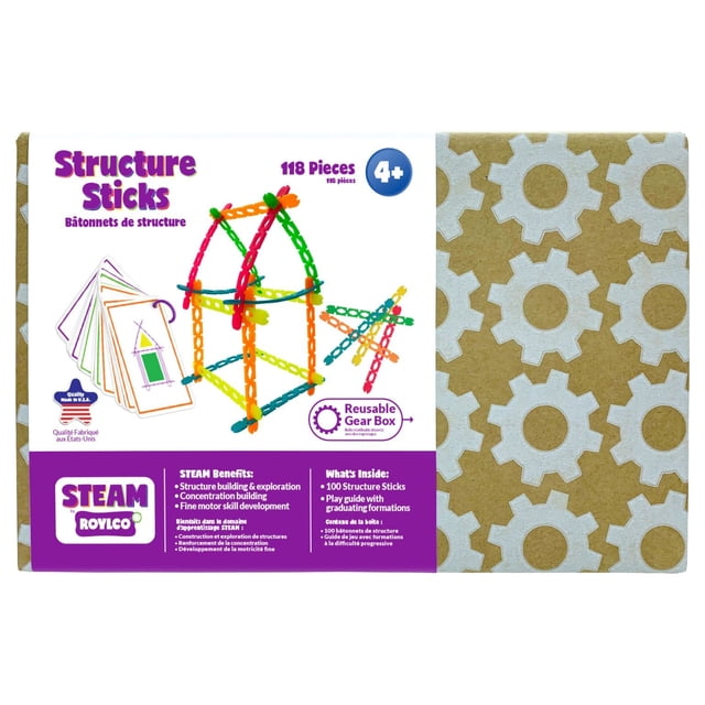 Roylco STEAM Structure Sticks Kit - Multi Color Plastic Sticks to Inspire Creativity - Build and Create with Unique Design