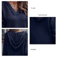 thumbnail image 4 of Blusa elegante con capucha, cuello en V, mangas largas acanaladas, estilo casual y elegante para mujer, talla 2XL, color azul oscuro, 4 of 5