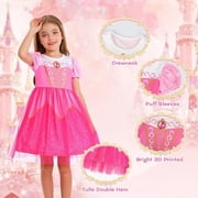 Jurebecia Princess Dress up Clothes for Girls Princess Costume Toddler Kids Birthday Fancy Party Halloween 3-4 Years