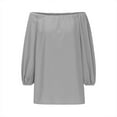 thumbnail image 4 of Blouses for Women Long Lantern Sleeve Summer Fashion Off Shoulder Plain Top T Shirts Flowy Tunics Spring, 4 of 7