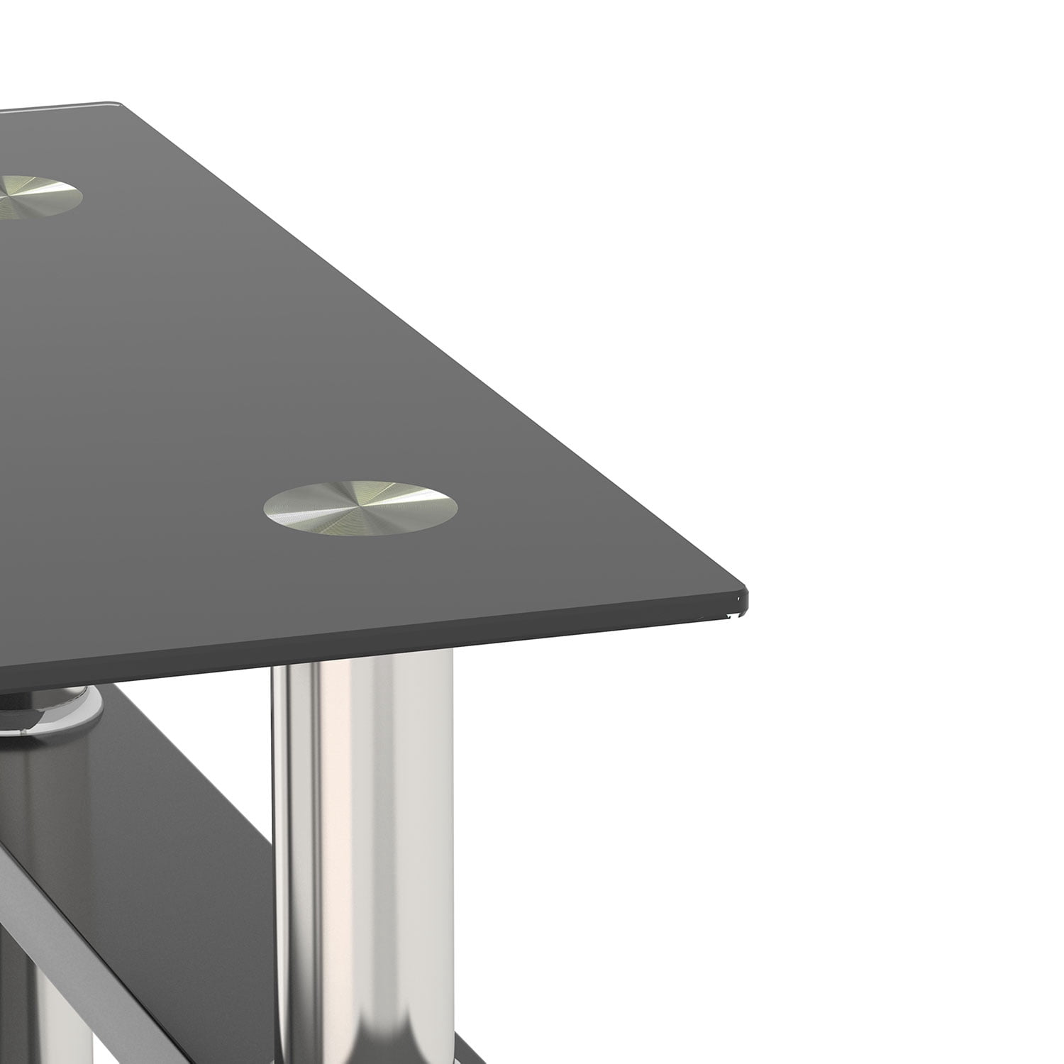 Royard Oaktree End Table Set of 2, Square Tempered Glass Side Table with Shelf and Metal Legs, Black