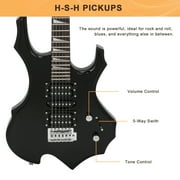 GLARRY Electric Guitar with Bag Beginner Burning Fire Style Black