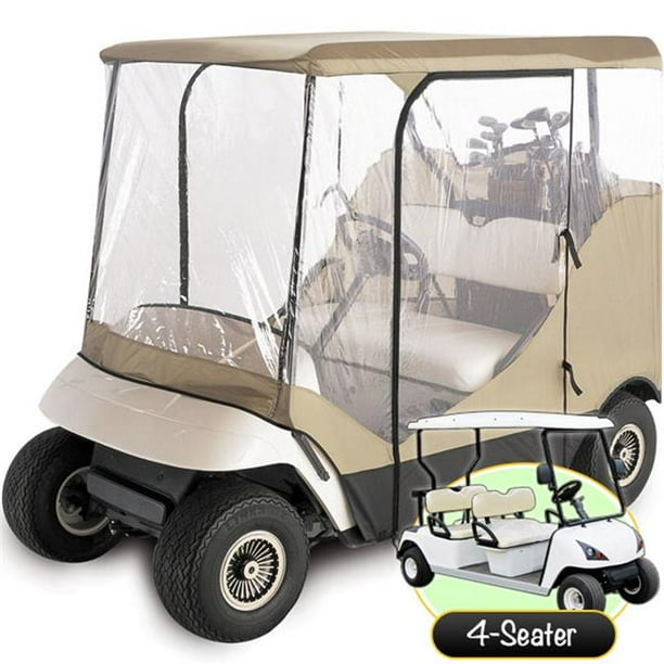Waterproof Superior Beige And Transparent Golf Cart Cover Covers Enclosure Club Car Ezgo Yamaha Fits Most Four Person Golf Carts Walmart Com Walmart Com