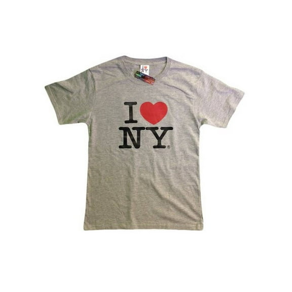 I Love NY New York Short Sleeve Screen Print Heart T-Shirt Gray Large