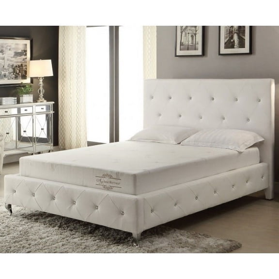 Modern Crystal Tufted Bed with Upholstered Headboard
