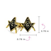 Bling Jewelry Mens Freemasons Compass Masonic Cufflinks for Men Black Enamel 2 Tone Silver Stainless Steel Executive Gift