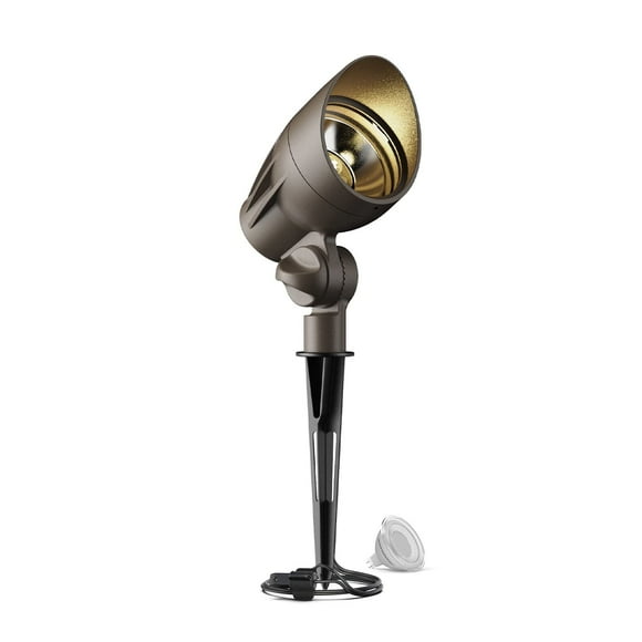Goodsmann Lumières de Paysage à Basse Tension 5W Led 400 Lumens 1Pk Projecteur Extérieur 2700K Blanc Chaud Ampoule Led Mr16 Remplaçable Éclairage Filaire Extérieur avec Connecteur de Câble à Piquet Métallique Remplaçable