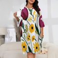 thumbnail image 2 of Purple Tulips Yellow Flowers Bloom Sleepshirts For Sleeping Travels Loose Sleepdress Pajama Dress Soft Nightdress Sleepwear, 2 of 7