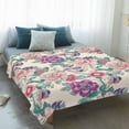 thumbnail image 4 of Purple Pink Floral Blanket Soft Cozy Warm Throw Blanket for Couch, Plush Fuzzy Flannel Fleece Blankets for Sofa, Vintage Farmhouse Botanical Flowers Bed Blankets Lightweight Gifts for Women, 40"x60", 4 of 9