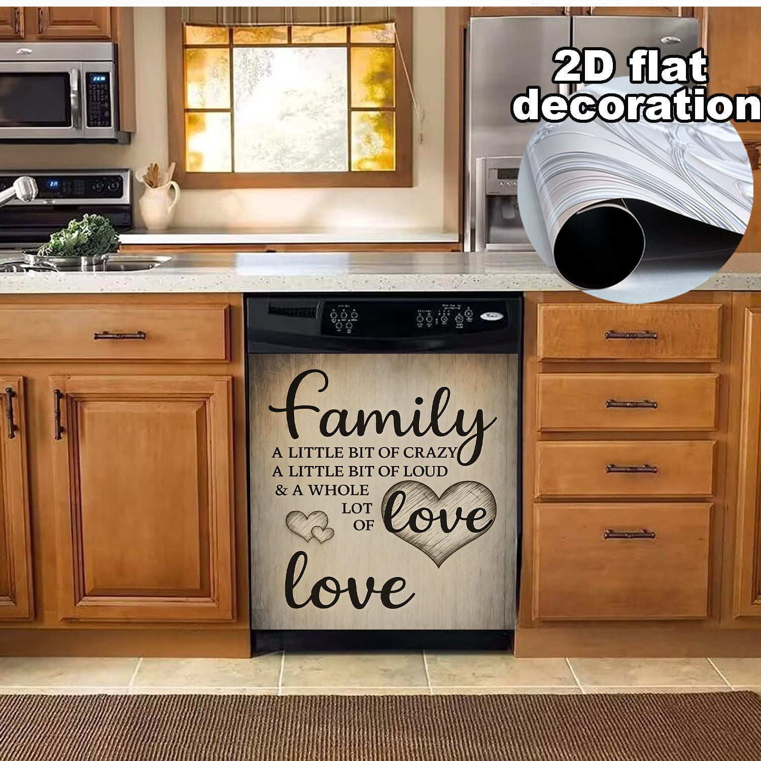 Family Love Dishwasher Magnet Cover, Dishwasher Front Door Decoration, Kitchen Decoration, Kitchen Dishwasher Decal, Refrigerator Panel, Magnetic Dishwasher Sticker 23 X 25.6 Inch