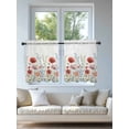 thumbnail image 4 of Red Flower Tier Curtains 24 Inch Length,Sheer Curtains for Bedroom Living Room Window Botanical Blue Plant Pink Garden Poppy Floral Small Half Window Kitchen Curtains & Drapes 27.5"x24" 2 Panels, 4 of 6