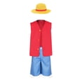 thumbnail image 4 of Disfraz de Luffy para cosplay, pieza de anime, abrigo, pantalones, sombrero para niños, ropa de playa, fiesta de carnaval, Halloween, juego de rol, 4 of 5